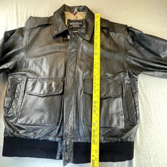 Vintage Flyer’s Leather Bomber Jacket Type A-2 US Army Air Force Men's L Map